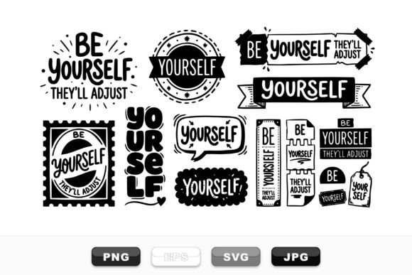 Be Yourself Quote Glyph Set Graphics for Bold Branding