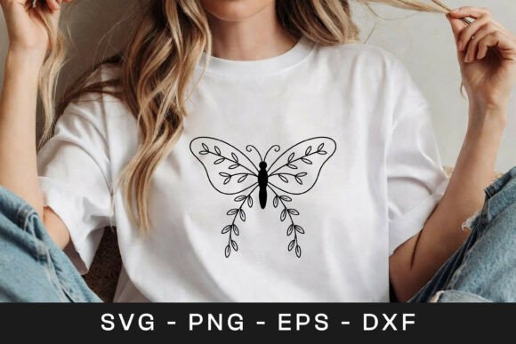 Butterfly Floral Line Art Graphics for Crafts
