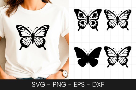 Classic Butterfly Silhouette Art SVG PNG for Crafts and Graphics