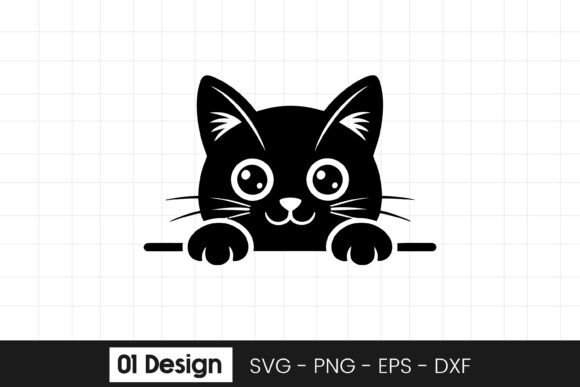 Cute Peeking Cat Head Graphics for Crafts and Blogs