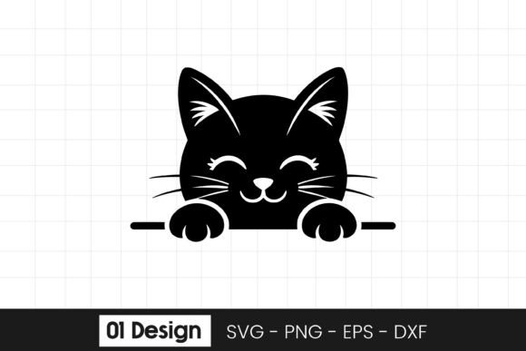 Cute Peeking Kitty Cat Clipart SVG PNG for Graphics and Crafts