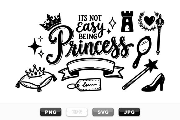 Cute Princess Quote Clipart Set Graphics for Crafts