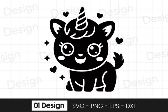 Cute Unicorn Kitten SVG Graphics for Crafts