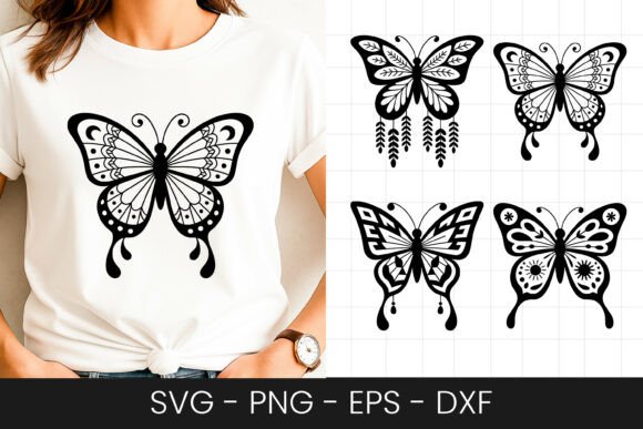 Decorative Butterfly Pattern Design SVG Graphics for Crafts