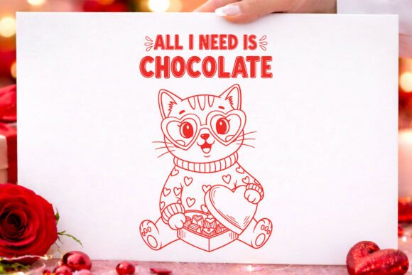 Valentine All I Need is Chocolate Graphics for Crafts